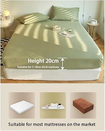 Miniatura 6 de 3 Piece Set King Fitted Sheet with Elastic Bottom Sheet and 2 Pillowcases All Around Shrinkage and Fade Resistant Fits Mattress Upto 12 inches