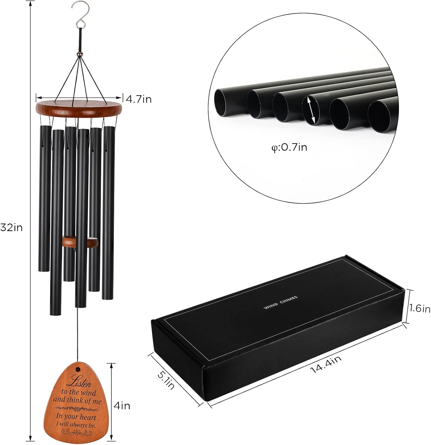 Wind Chimes for Outside Deep Tone Large Aluminium Windchimes Outdoors Patio Decor Memorial Wind Chime for Loss of Loved One Bereavement Memorial Gifts Sympathy Wind Chimes Unisex Gift Garden Decor - Image 2