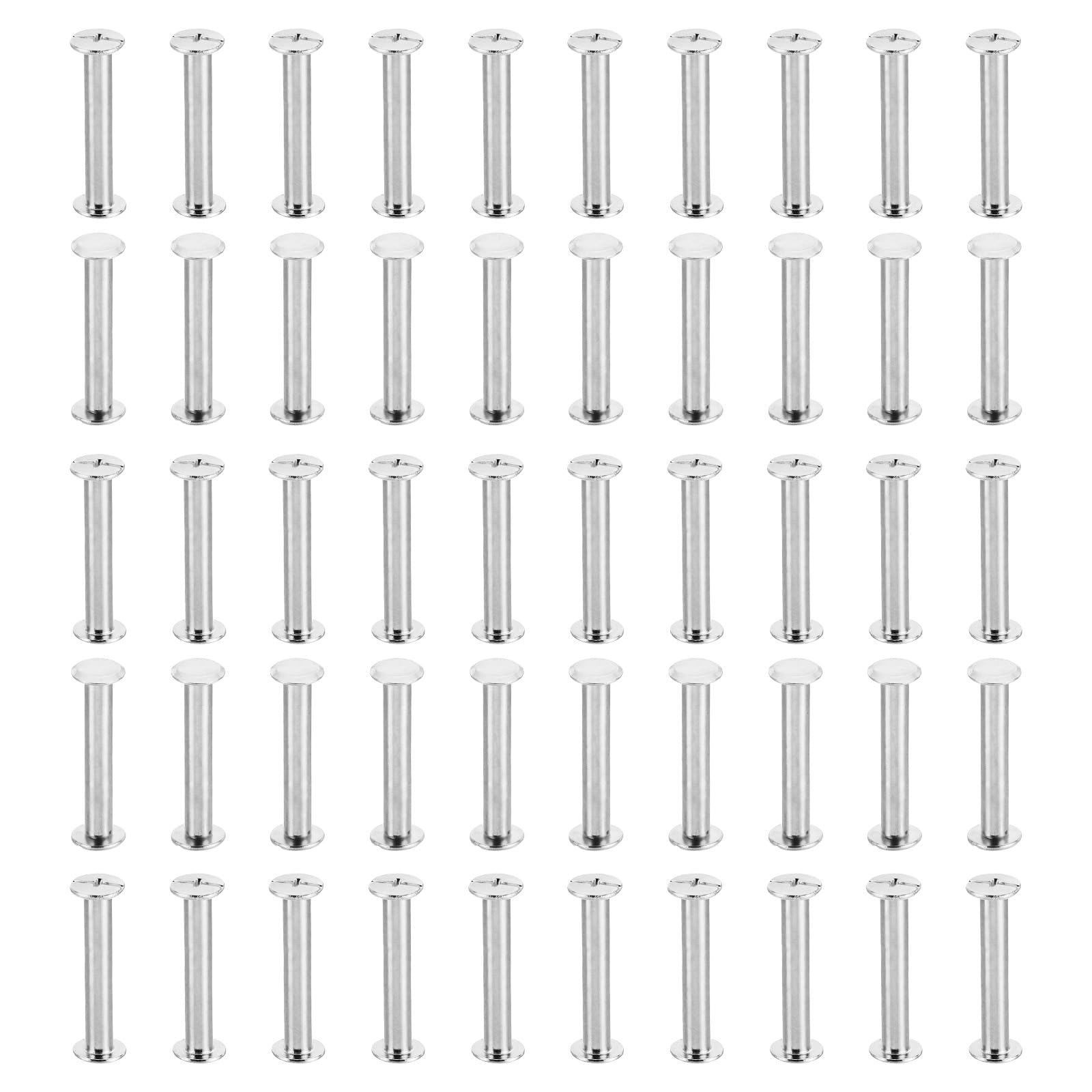PATIKIL M5x30mm Chicago Screws, 50 Sets Chicago Screws Phillips Binding Post Screw Bolts Leather Rivets Brass Fasteners Connectors Steel for Leather