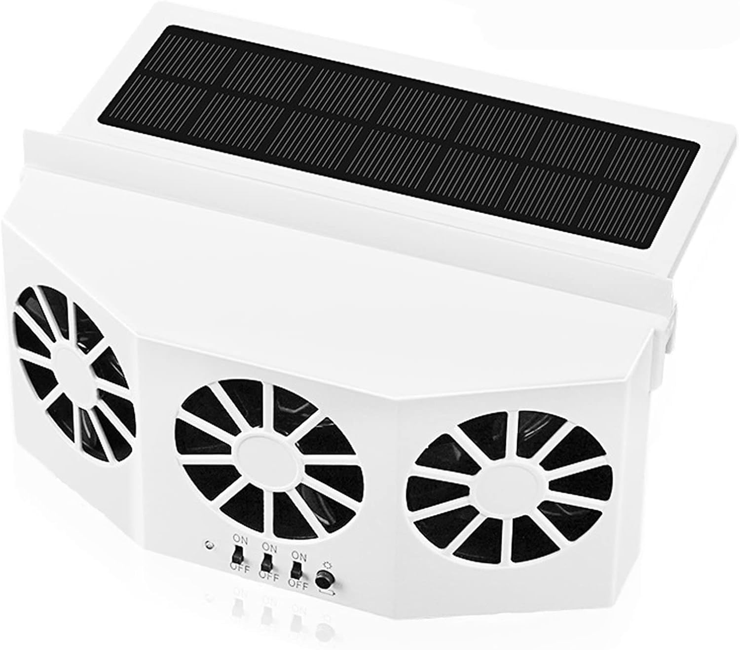 STYLOOC Solar Powered Car Ventilator, Solar Powered Car Exhaust Fan, Car Radiator,Eliminate The Peculiar Smell Inside The Car and Can Be Used for General Types of Cars(White)