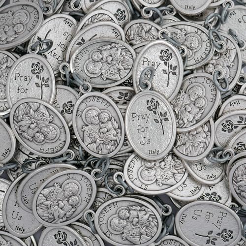 St. Joseph Medals 1" - 100 Count Bulk Pack, Catholic Patron Saint of Fathers, Workers, Men, Dads, Catholic Gifts for Evangelization, School and Church.2