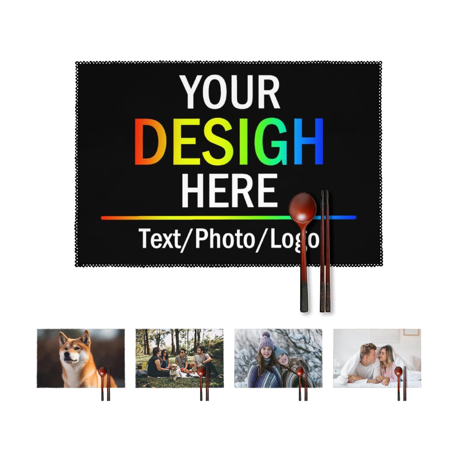 Personalized Placemats Custom Table Mats Set of 48 Dining Table Accessories Heat Resistant Stain Resistant Non-Slip Canvas Placemats for Kitchen Dining Restaurant Party and Hotel