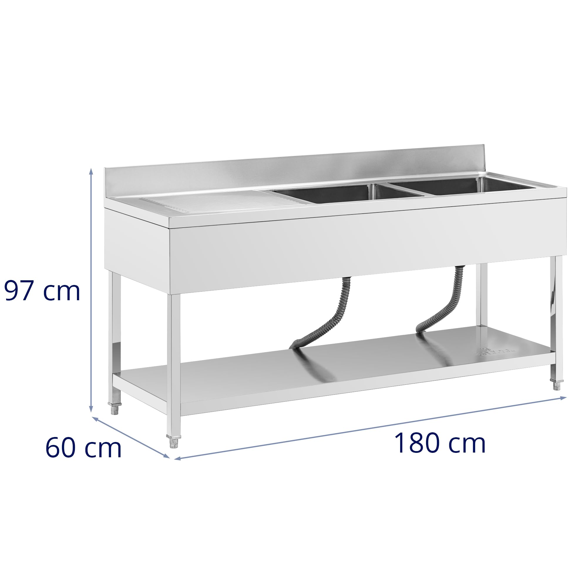 Royal Catering Lavelli Gastro 2 vasche da 500 x 400 x 250 mm in acciaio inox indipendente industriale