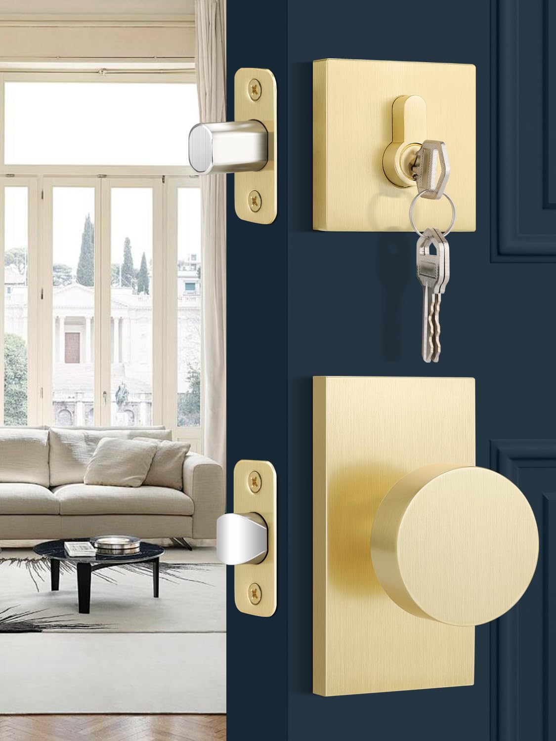 Satin Brass Privacy Door Knob - Keyless Entry -10 Satin Brass Privacy Door Knob - Keyless Entry -10