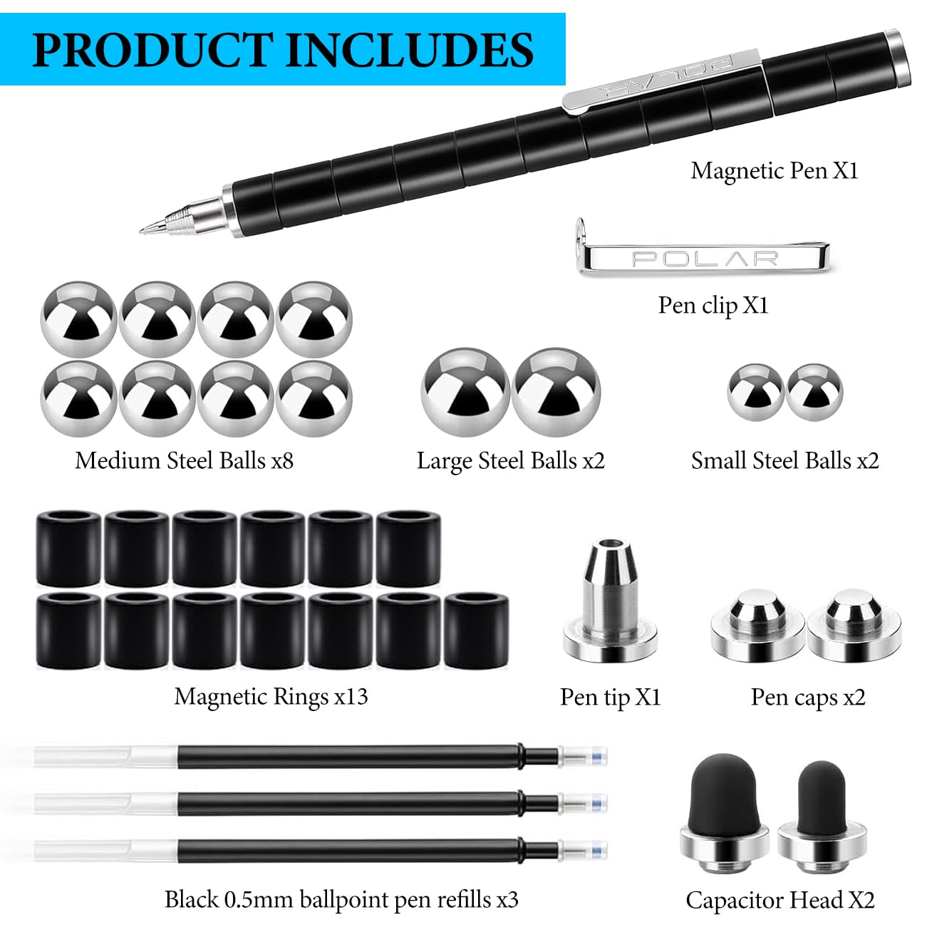 Magnetic Fidget Pen – długopis magnetyczny z funkcją Fidget do relaksu i jako długopis, dla mężczyzn, kobiet i nastolatków (urodziny)