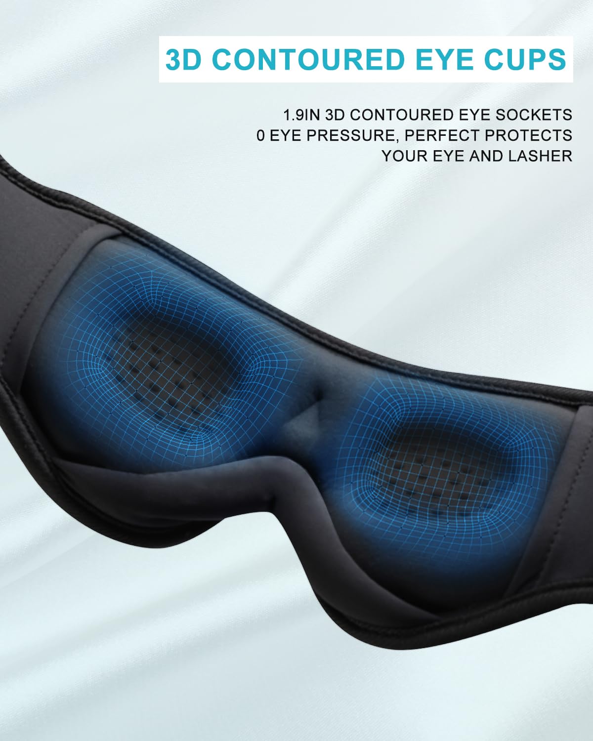 Sleep Mask with Bluetooth Headphones,LC-dolida Sleep Headphones Bluetooth Sleep Mask 3D Sleeping Headphones for Side Sleepers Best Gift and Travel Essential (Blue) view 5