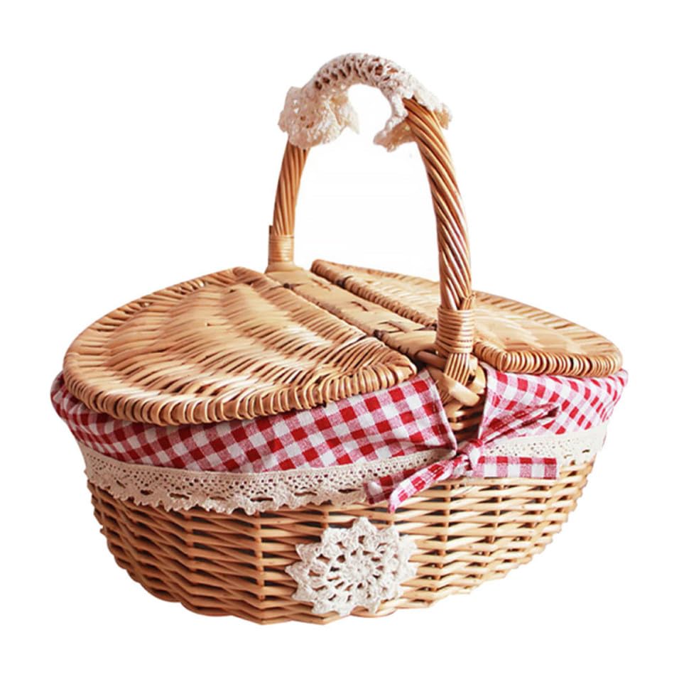 Panier de pique-niques en osier rouge pour ranger vos affaires sans les abîmer