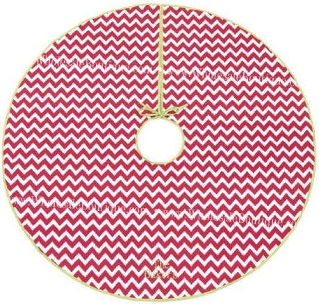 48 Inch Red and White Chevron Christmas Tree Skirt
