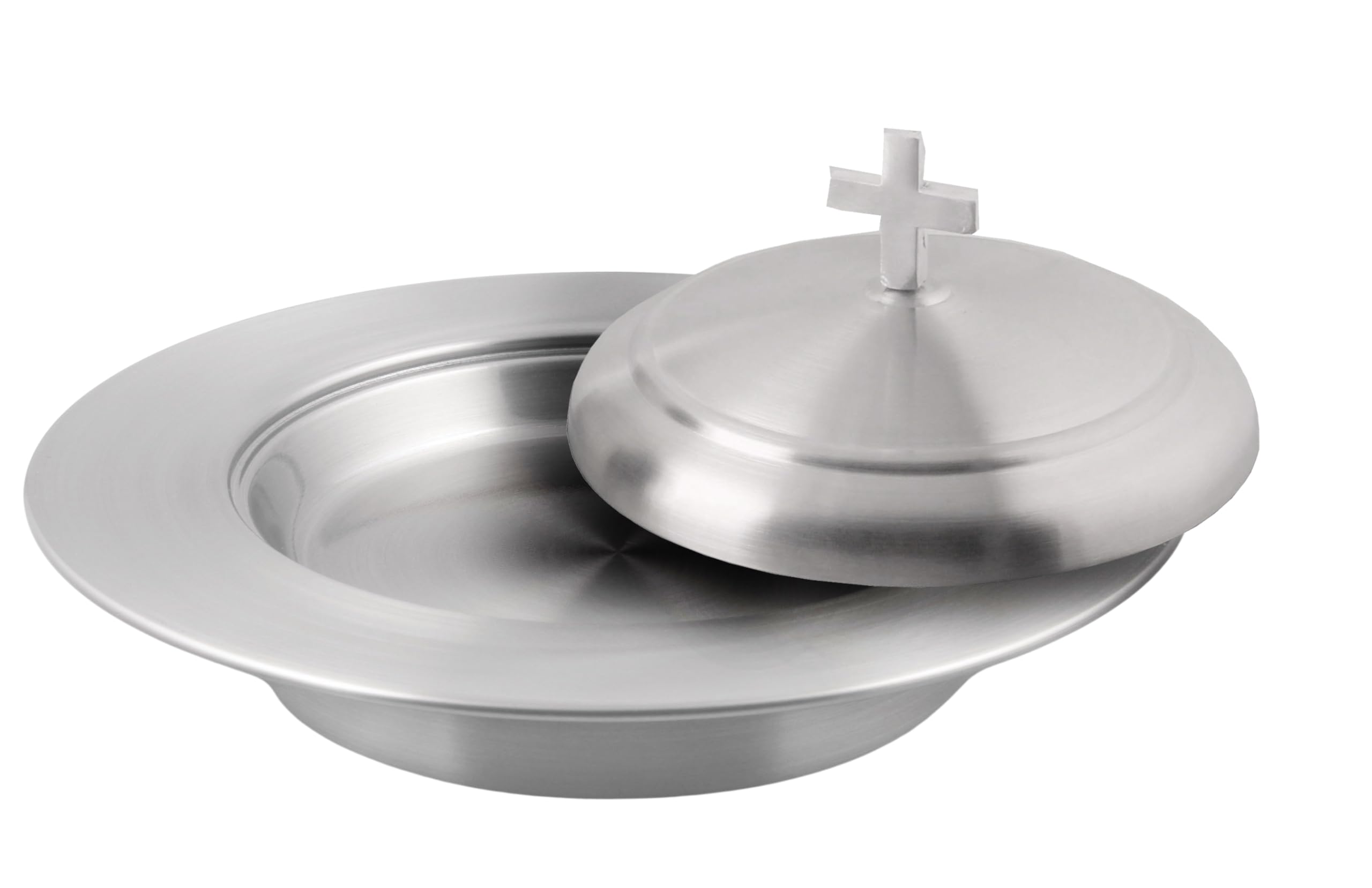 Communion Ware - Piatto da pane impilabile con coperchio, in acciaio inox opaco