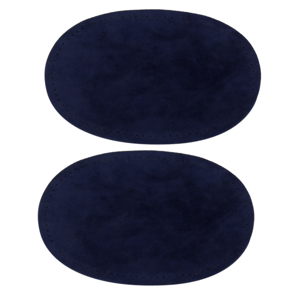 Easnea 1 Pair Sew-On Oval Elbow/Knee Patches Cord Corduroy Jeans Repair Craft Sewing Applique - Blue