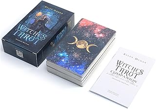 Tarots Cards Deck with Guidebook, 78 Witches Tarot Cards Deck Fortune Telling Game, Fate Divination Tarot Card, Durable Tarot Decks for Beginners & Expert Readers