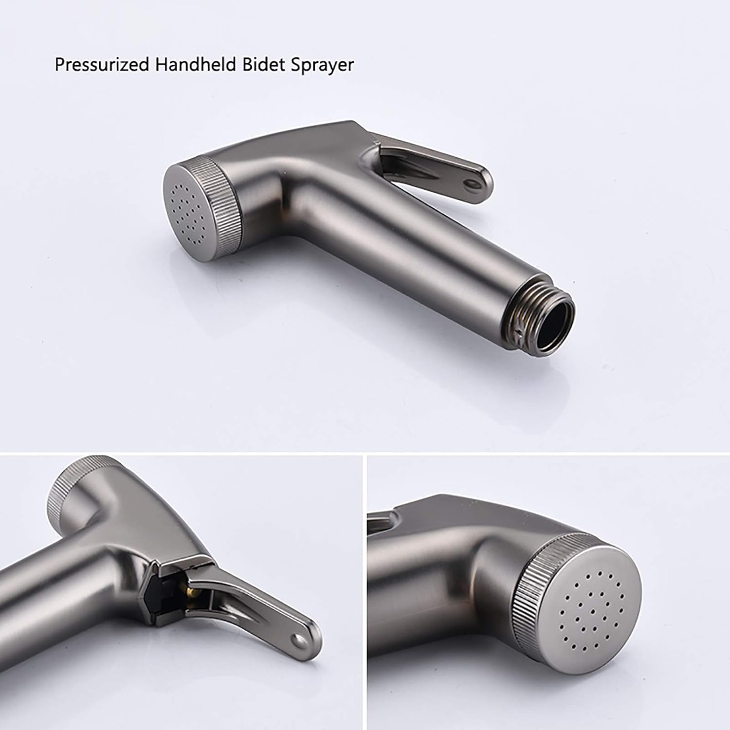 Handheld Bidet Sprayer for Toilet, Brass Portable Cloth Diaper Sprayer Set Single Cold Water Bathroom Bidet Sprayer Kit with PVC Shower Hose for Pet Bathing, Personal Hygiene,Chrome(Brushed Gold)