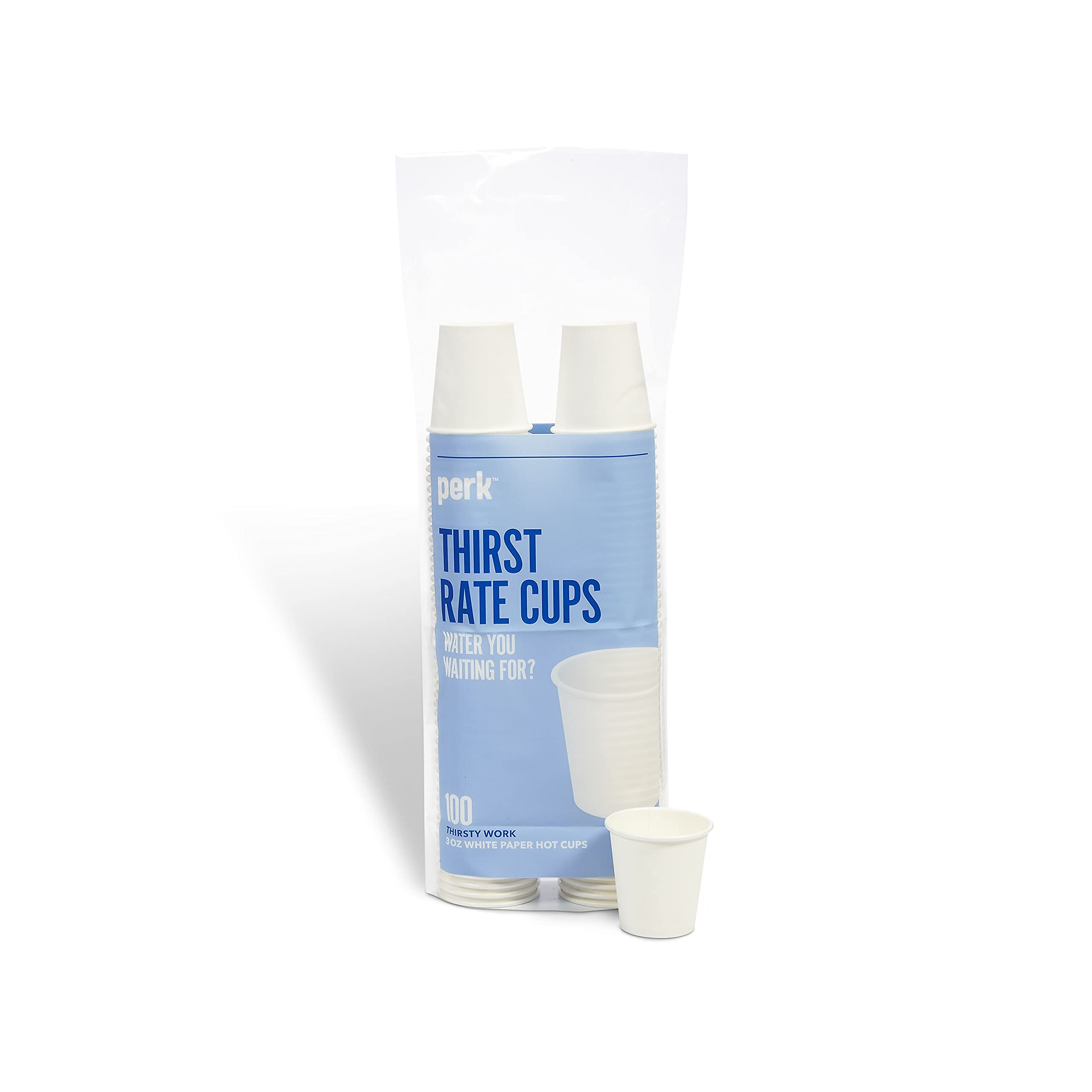 Perk Pk59141 - Vasos de papel para bebidas calientes, 85.0 g, color blanco, paquete de 100