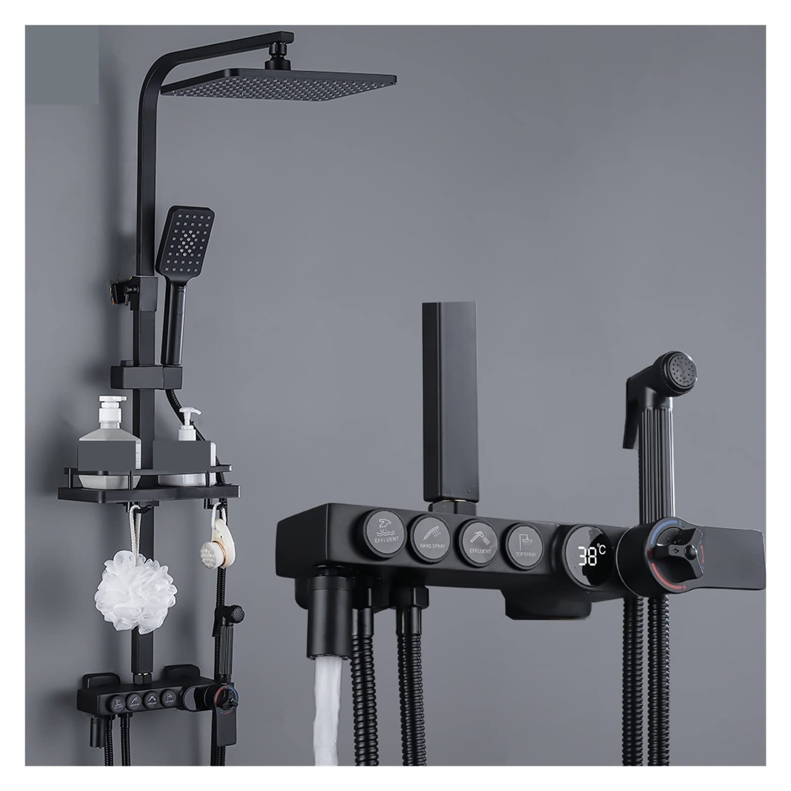 NZPOST Chandelier Thermostatic Shower Mixer Set DisplayThermostatic Black Bath and Shower Faucet Set Batht