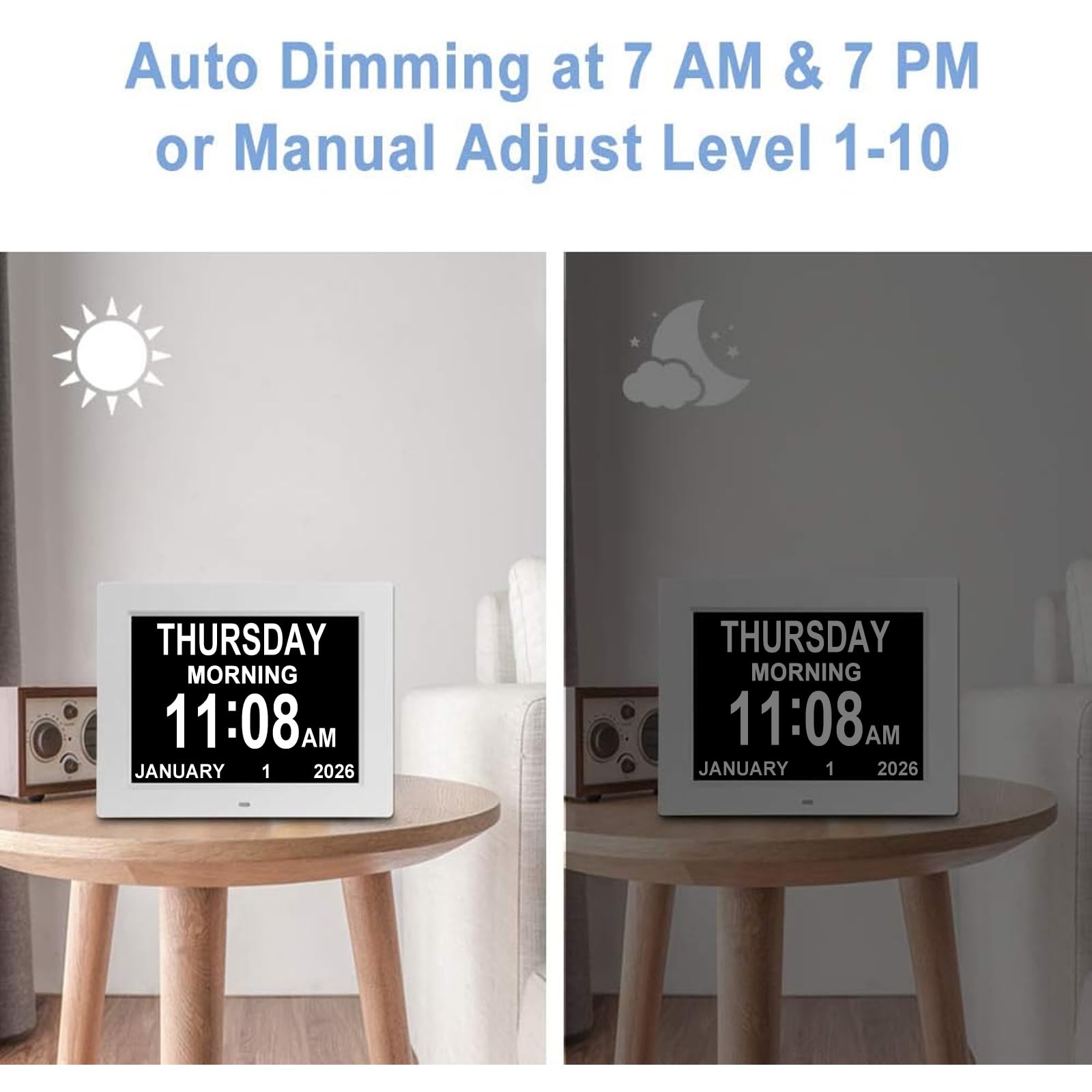 Orologio Digitale Per Demenza Con Display 8'' E 8 Sveglie – Calendario Giornaliero Extra Large, Per Anziani Con Perdita Di Memoria E Problemi Di Vista