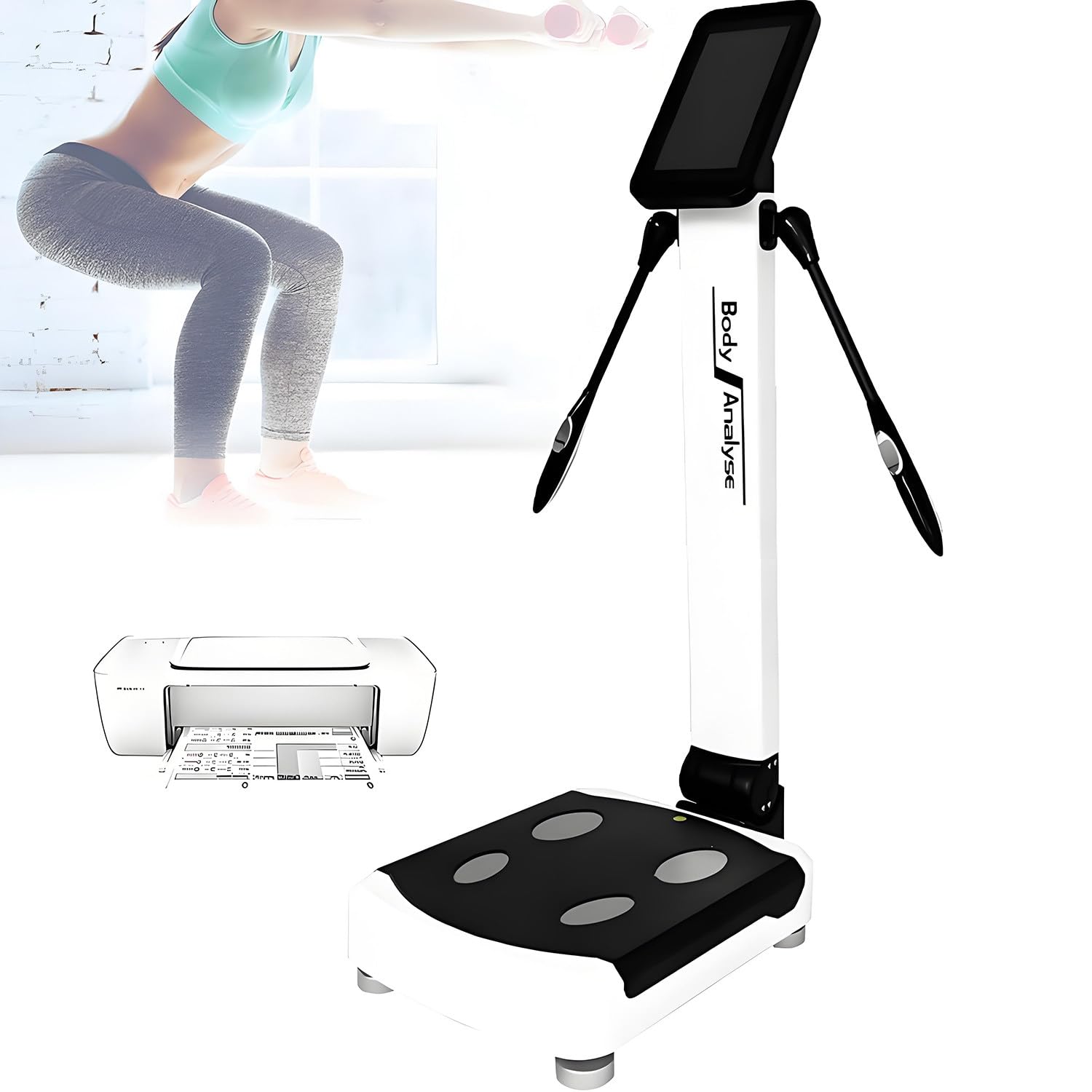 Smart Body Composition Analyzer with Printer - 10 Touchscreen Scale Measures Muscle BMI BMR 40 Health Metrics Cloud