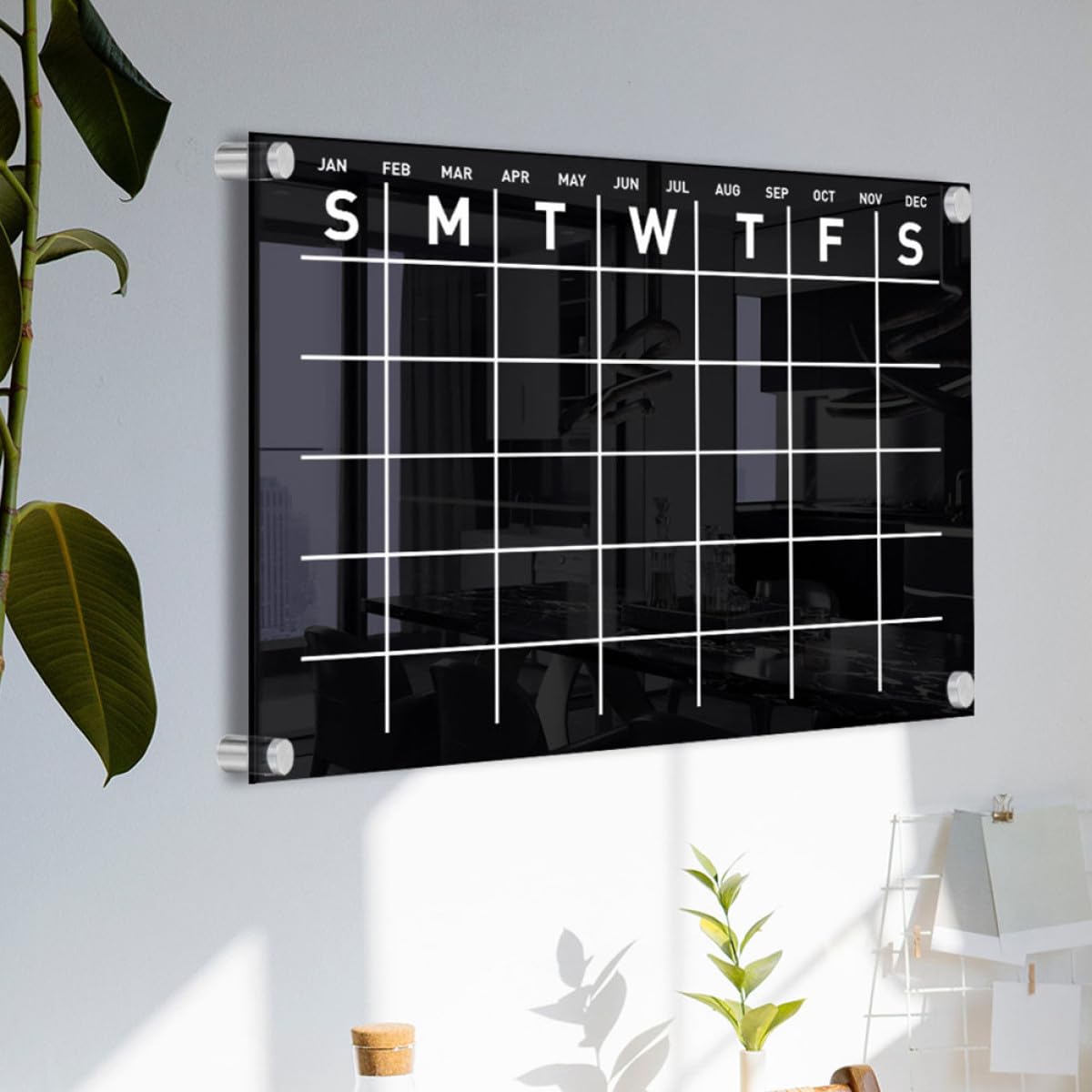 Abwischbare Wandkalender Memotafel aus Acryl für Wochenplanung und Notizen Leicht und Praktisch für Zuhause und Büro in Schwarz