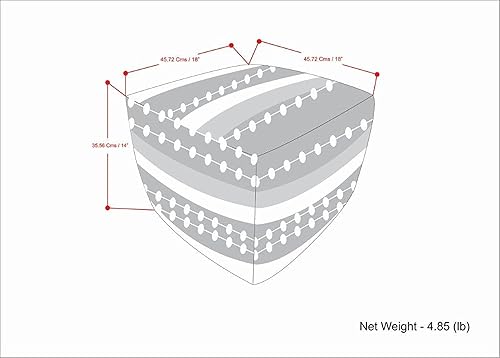 Miniatura 2 de SIMPLIHOME Barker Puf cuadrado bohemio tejido para exteriores e interiores de 18 pulgadas en poliéster PET reciclado azul marino, verde azulado y