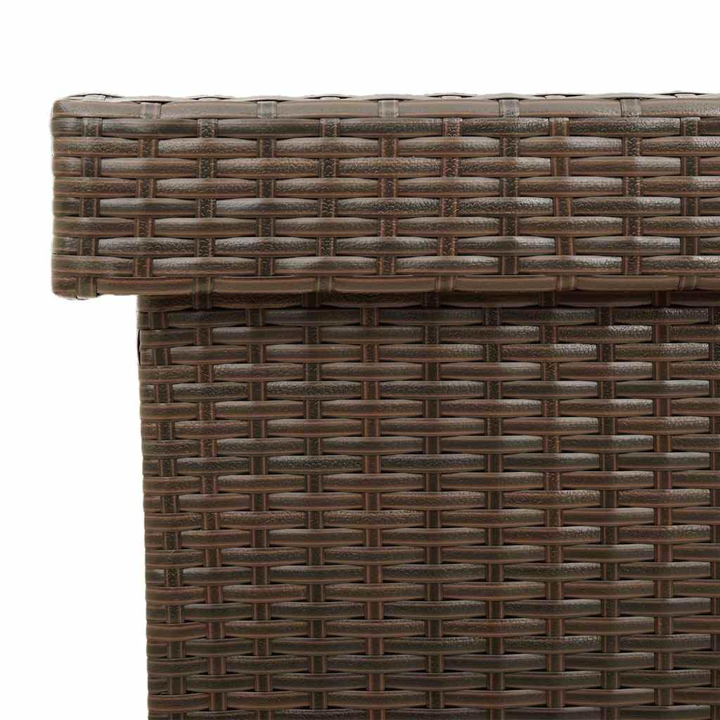 vidaXL Contenitore da Giardino con Ruote Marrone Polyrattan, portaoggetti da Giardino, Contenitore Cuscino da Giardino, Mobile da Giardino