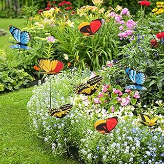 50pcs Garden Butterflies Stakes Colourful Garden Ornaments Multicolour for Outdoor Plant Yard Patio Party Halloween Christmas Decorations