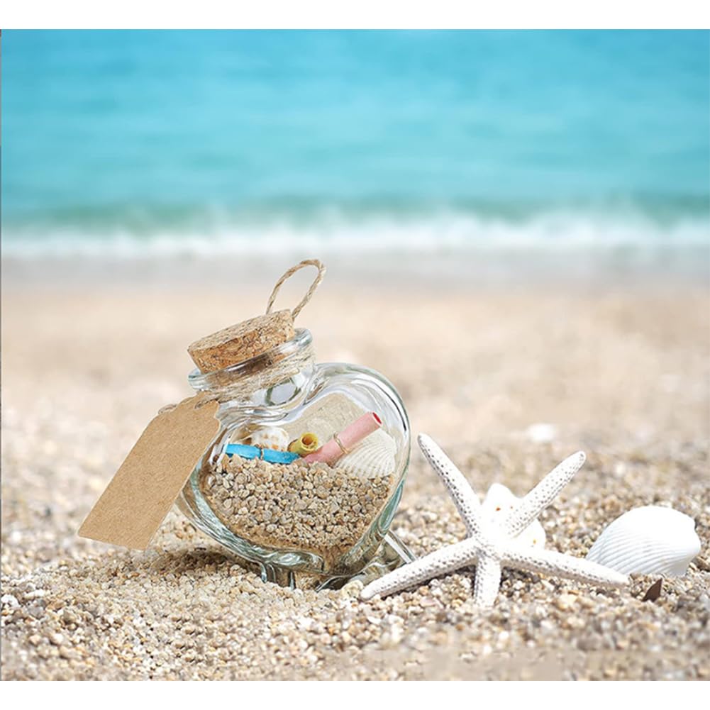 Mini Bouteille En Verre En Forme De Cœur Avec Bouchon Liège - 75 Ml, 8.3x7.5 Cm, Pour Messages, Sable, Décoration Créative