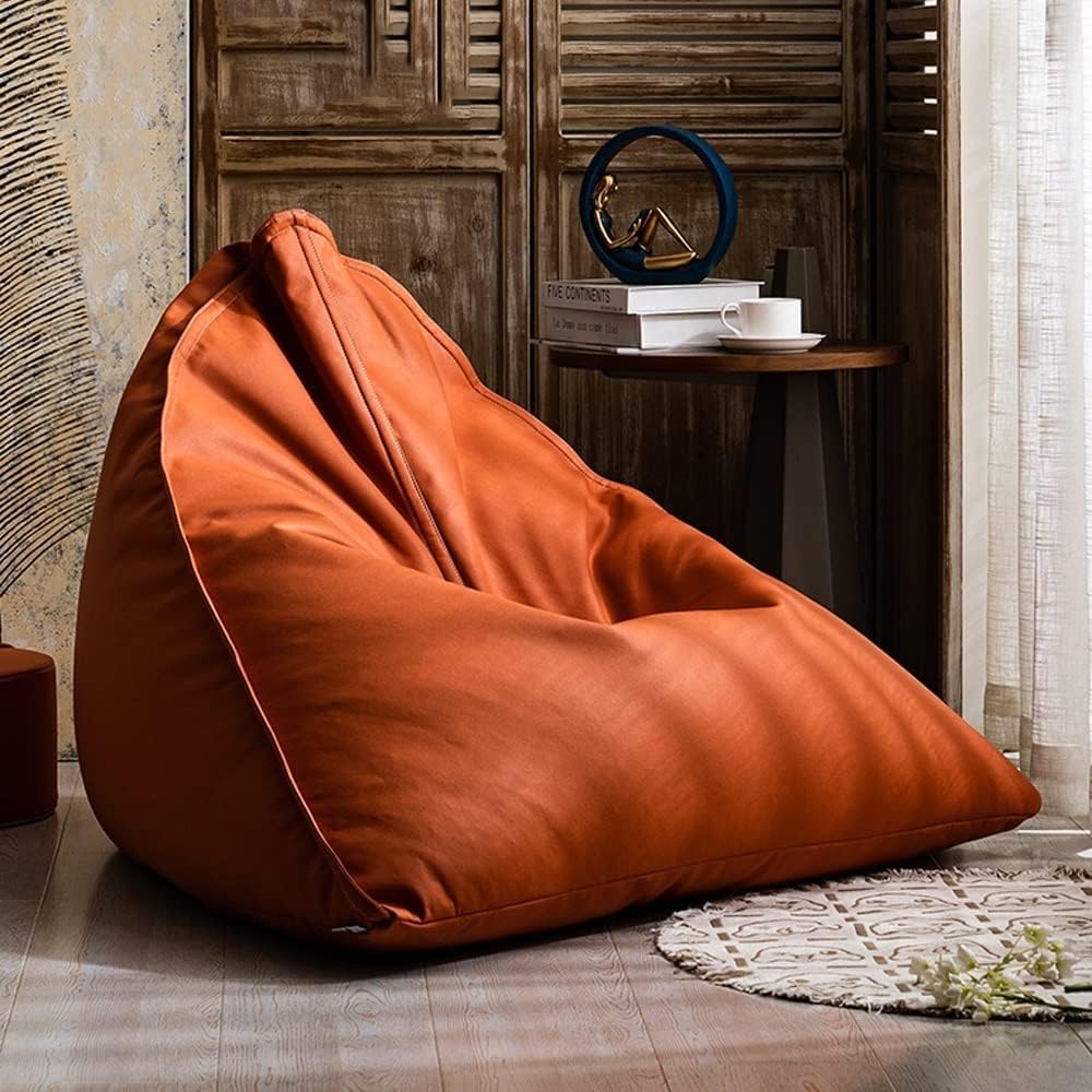 Beanbag Chair,Faux Leather Bean Bag Sofa,Triangle Pouf,Armless Floor Sofa, Safety and Durability, for Living Room Bedroom Apartment Small Space (C)