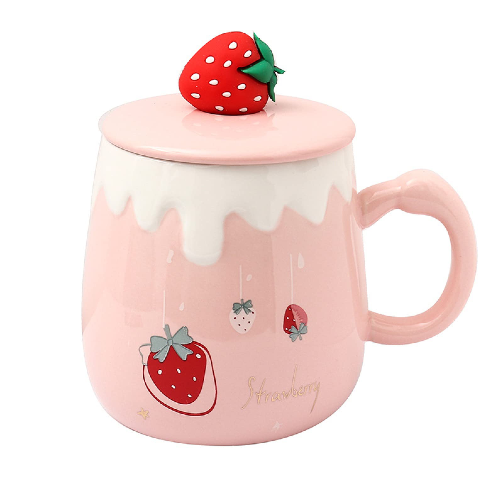 Kaffeetasse Tassen Kaffeebecher Tasse Mit Becherkeramiktasse Rosa Mädchen Herz Niedlich Erdbeermark Wassertasse Persönlichkeit Kreatives Schulmädchen Kaffeetasse Geschenk,Pulverbecher Eine Erdbeere 4