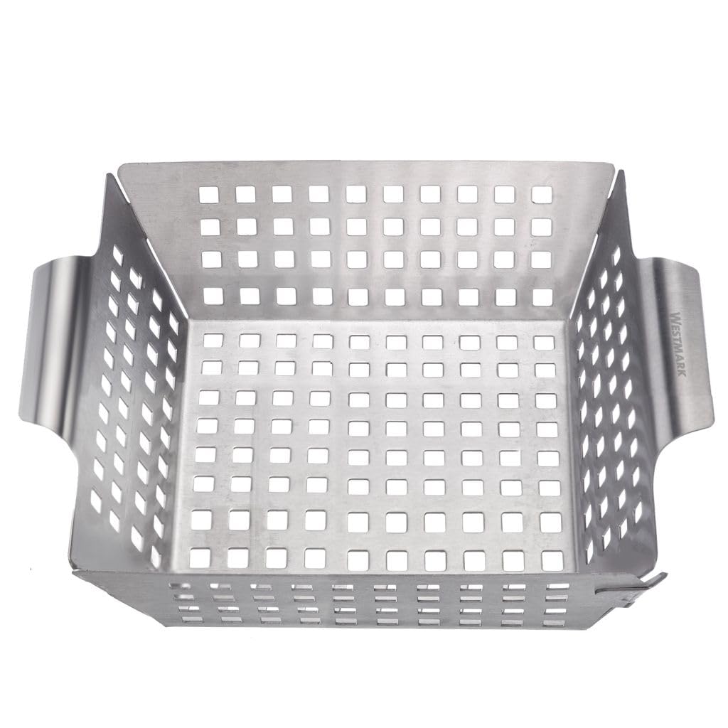 Westmark Grill basket – ideal for preparing delicious vegetables, perforated for direct heat and roasting aroma, dishwasher safe – stainless steel