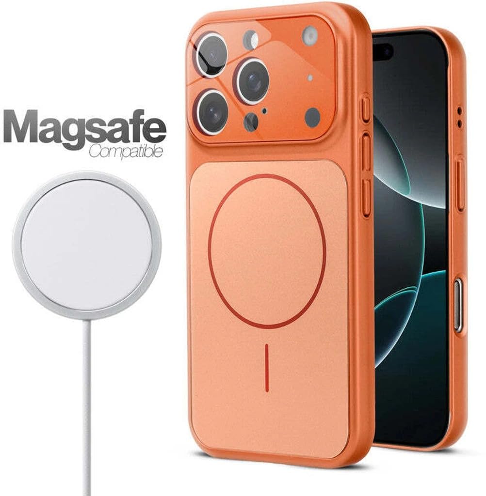 for iPhone 16 Pro Max |Convert to 17 pro /17 Pro Max Style Premium Back Glass Converter Cover Magnetic Case for iPhone 16 Pro Max (Orange) — Amazon image 5