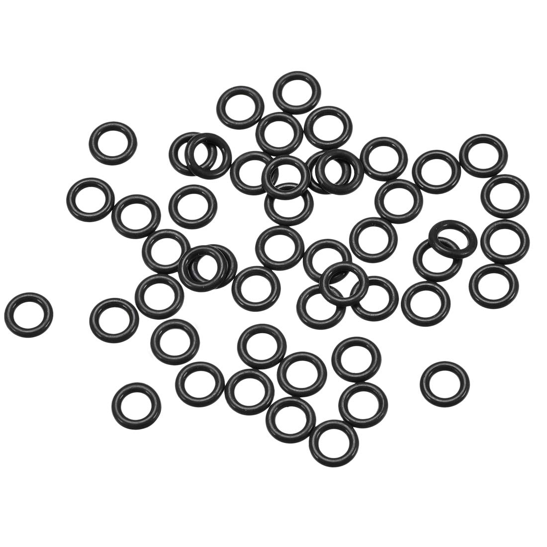 uxcell Fluorine Rubber O Rings, 5mm OD, 3mm Inner Diameter, 1mm Width, Seal Gasket Black 50Pcs