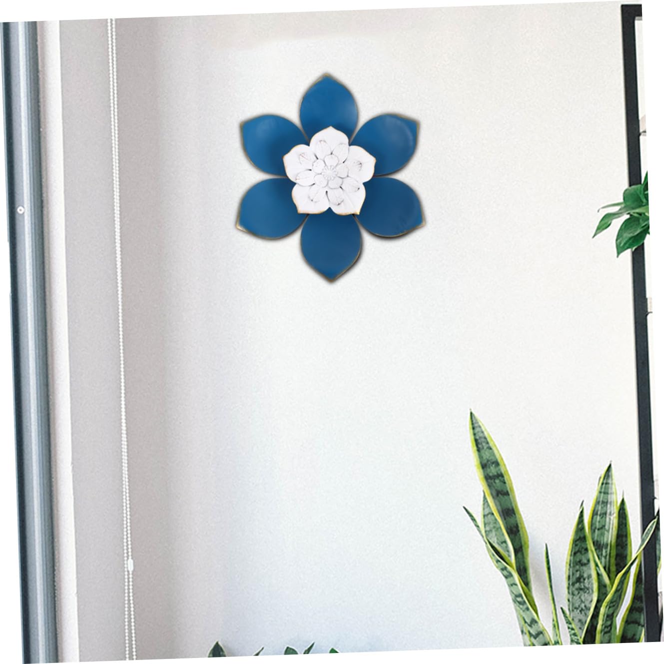 TOPPERFUN Fiore Decorativo da Parete in Ferro Blu per Interni