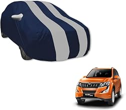 Auto Hub Car Cover Compatible with Mahindra XUV 500 with Mirror Pocket, Water Resistant, Triple Stitched, XUV 500 Car Cover- Navy-Silver