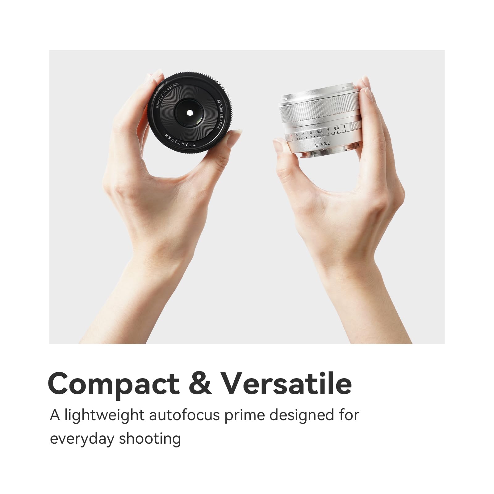TTARTISAN AF 40 mm f/2 Silber für L-Mount, Vollformat 40 mm f2 Autofokus Prime Objektive für L-Mount (L, Silber)