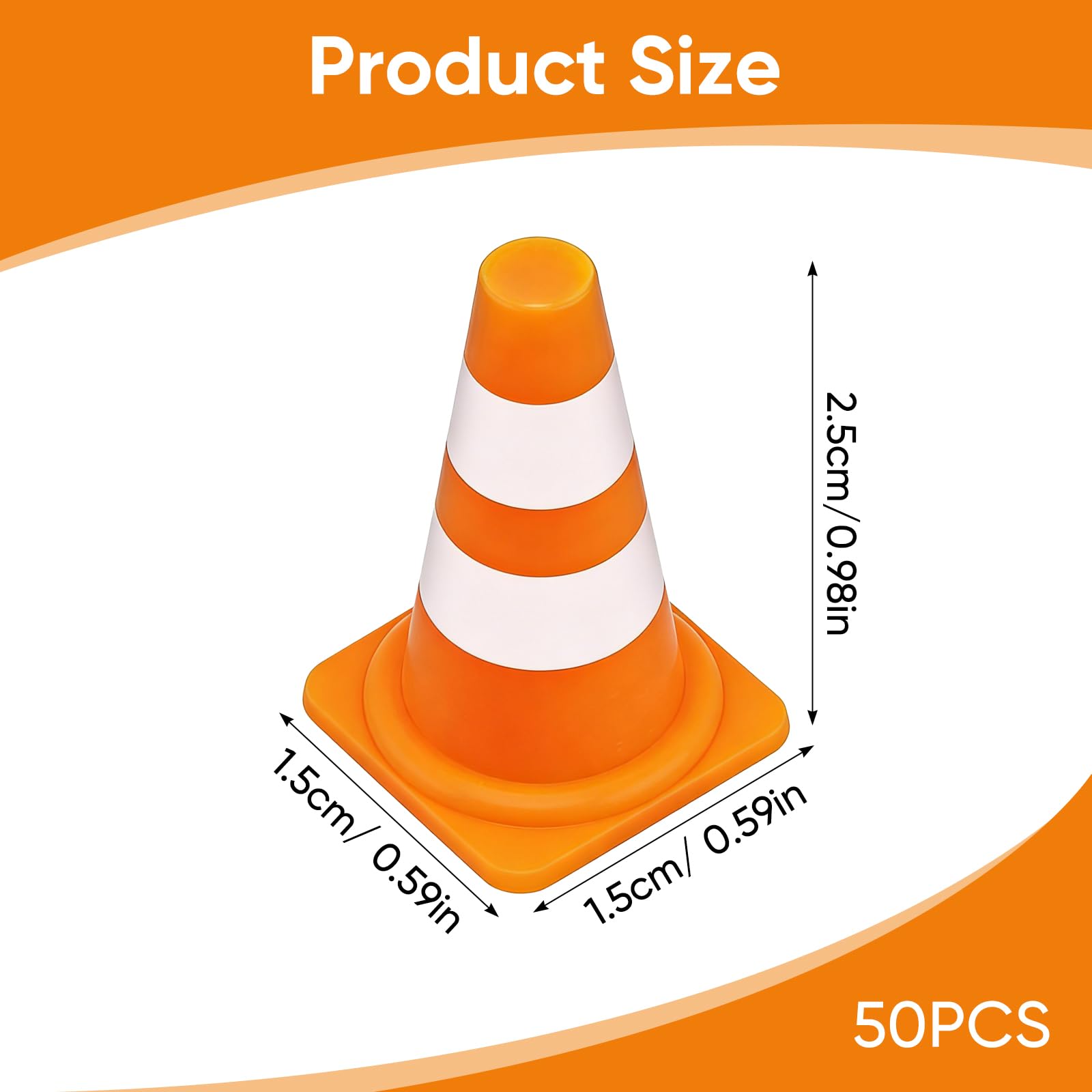 VBVOO Mini Traffic Cones, 50 PCS Plastic Mini Road Cones - Image 2