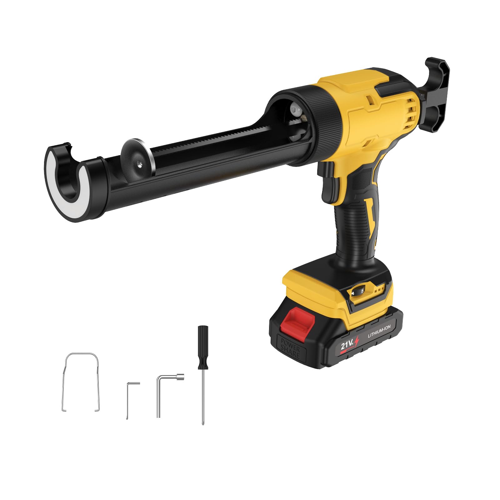 Qiakefe Without Battery. 6 Speed Electric Silicone Gun, 18V Silicone Gun, Electric Silicone Pump With 2 X 1500 Mah Battery, Digital Display And Led Light, For Filling, Sealing (No Battery)