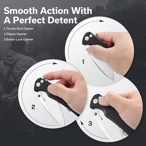 Miniatura 2 de SENCUT Sachse - Cuchillo plegable para EDC, mango negro G10 de satén 9Cr18MoV, cuchillo pequeño plegable con clip, cuchillo de transporte diario