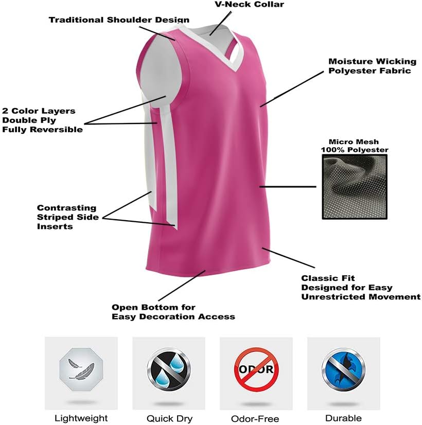 Pack of 10 Reversible Mens Mesh Performance Athletic Basketball Jerseys - Blank Team Uniforms for Sports Scrimmage Bulk Pack of 10 Reversible Mens Mesh Performance Athletic Basketball Jerseys - Blank Team Uniforms for Sports Scrimmage Bulk