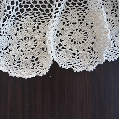Ustide Crochet Round Tablecloth 60-Inch White Cotton Lace Table Overlays Table Covers Table Cloth For Dining Table Kitchen Bedroom Sofa #TOP2