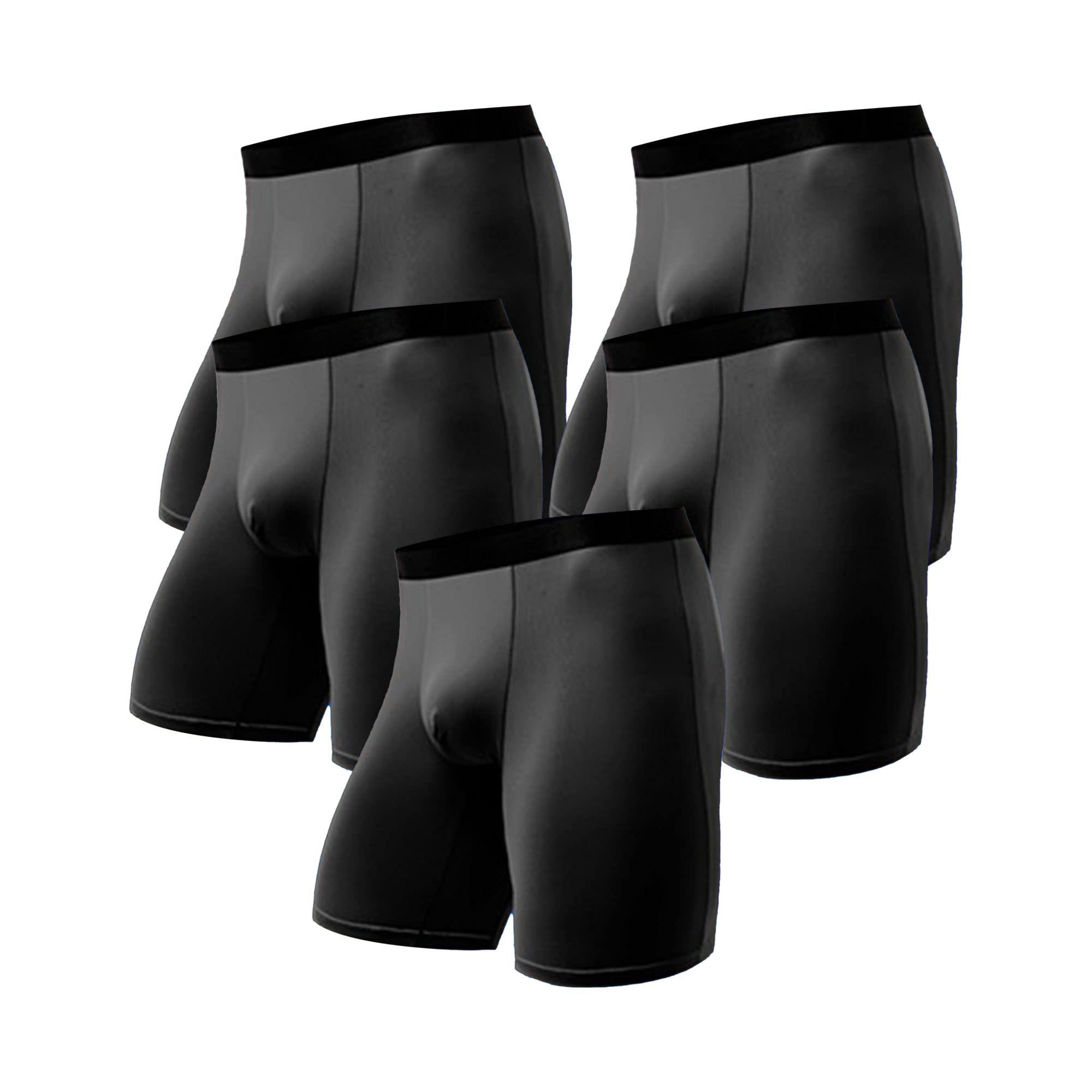 JEKE-DG Mens Underwear Boxer Briefs Soft Comfortable Viscose Underwear Stretch Moisture-Wicking Breathable, Multipack (5X-Large,Black-5PC)
