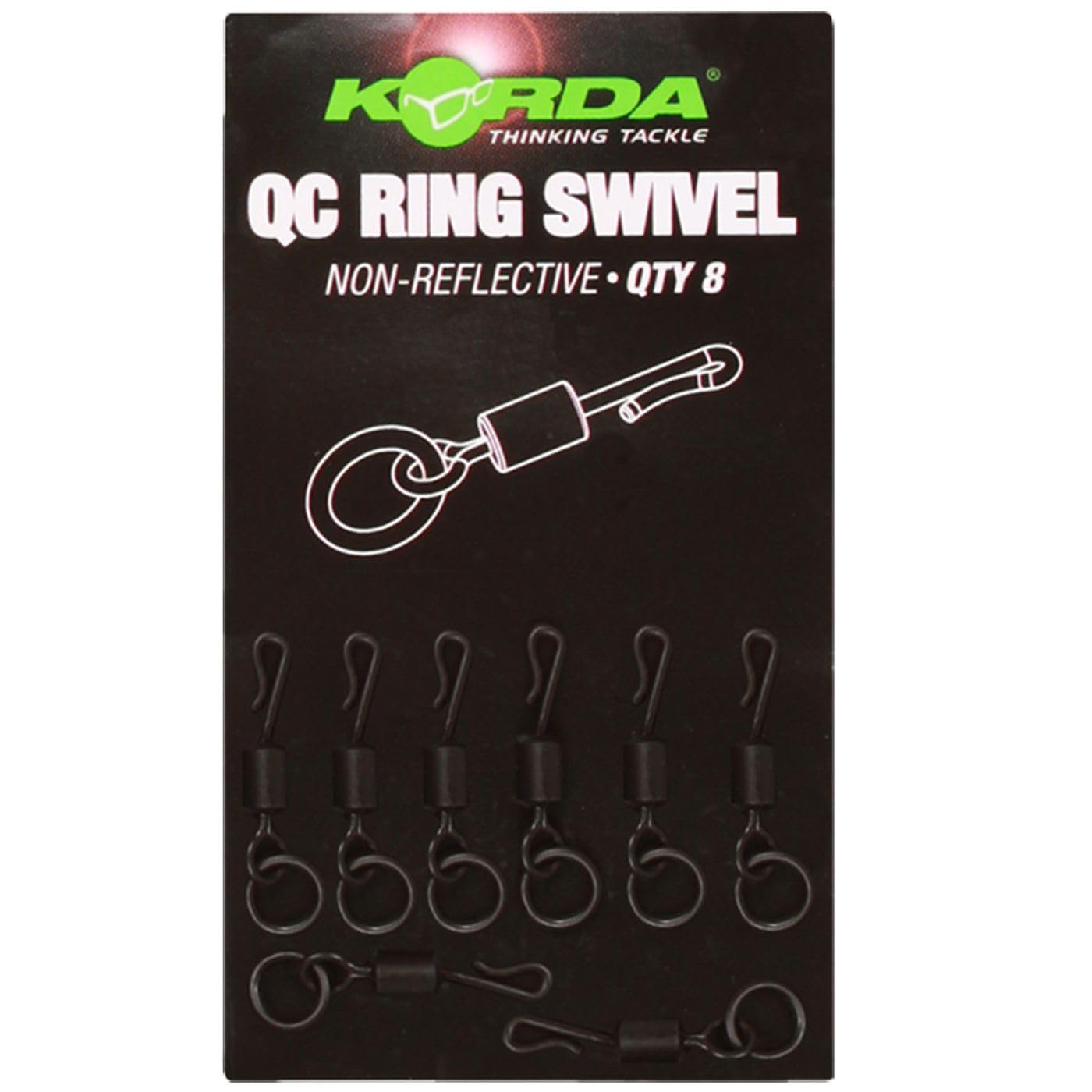 Korda Quick Change Ring Swivel Size 11 | Fishing Tackle | Quick Change Swivels for Helicopter Rigs | Non-Reflective PTFE Coating