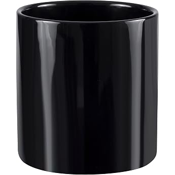 botle Ceramic Flower Planter Flower Pot Planter Gloss Cylinder Shaped Flower Pots 8 x 8 cm Black