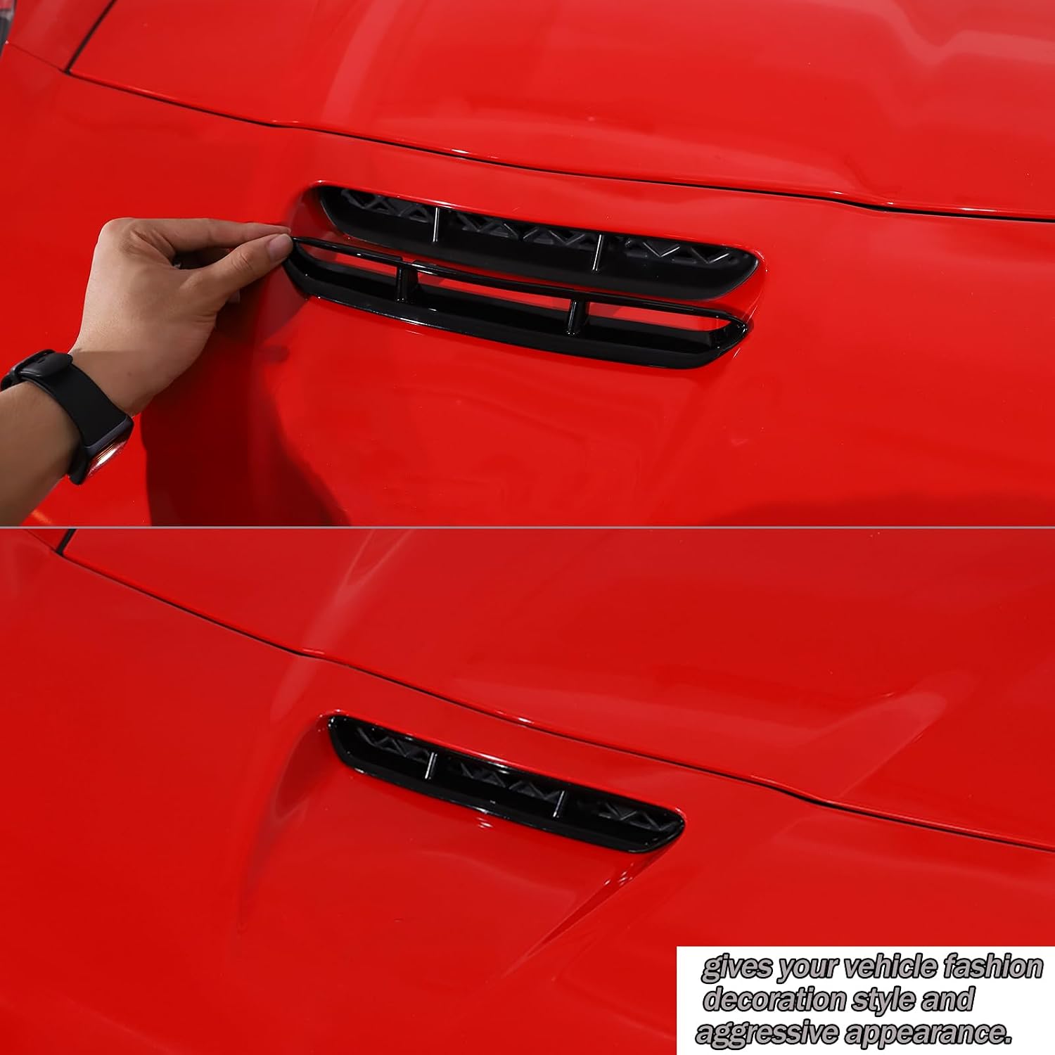 Lcojicep ABS Car Front Engine Hood Air Outlet Vent Cover StickerCompatible with Chevrolet Corvette C6 2005-2013 Air Flow Intake Vent Decorative Cover Accessorie (Piano Black)
