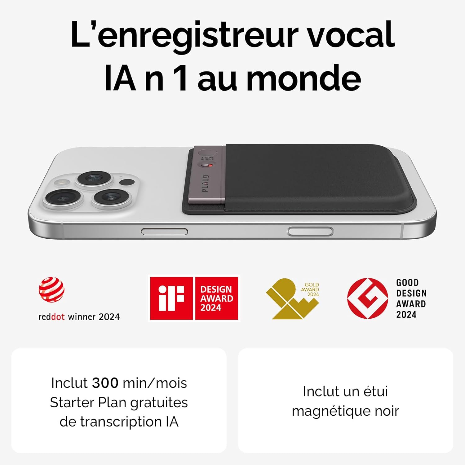 PLAUD NOTE Enregistreur Vocal IA 64 Go – Transcriptions en 112 Langues, Contrôle via App, Haute Précision Sonore et Flexibilité - Image secondaire