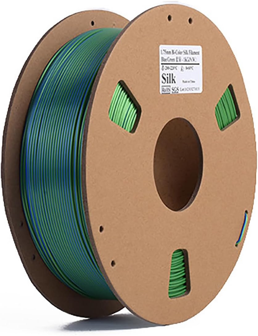 Silk PLA 3D Printer Filament|Multi Color 3D Printing Filament|PLA Filament 1.75mm,Dimensional Accuracy +/- 0.02mm|3D Printer Supplies Accessories,Blue Green,Silk PLA 1KG(2.2lb)
