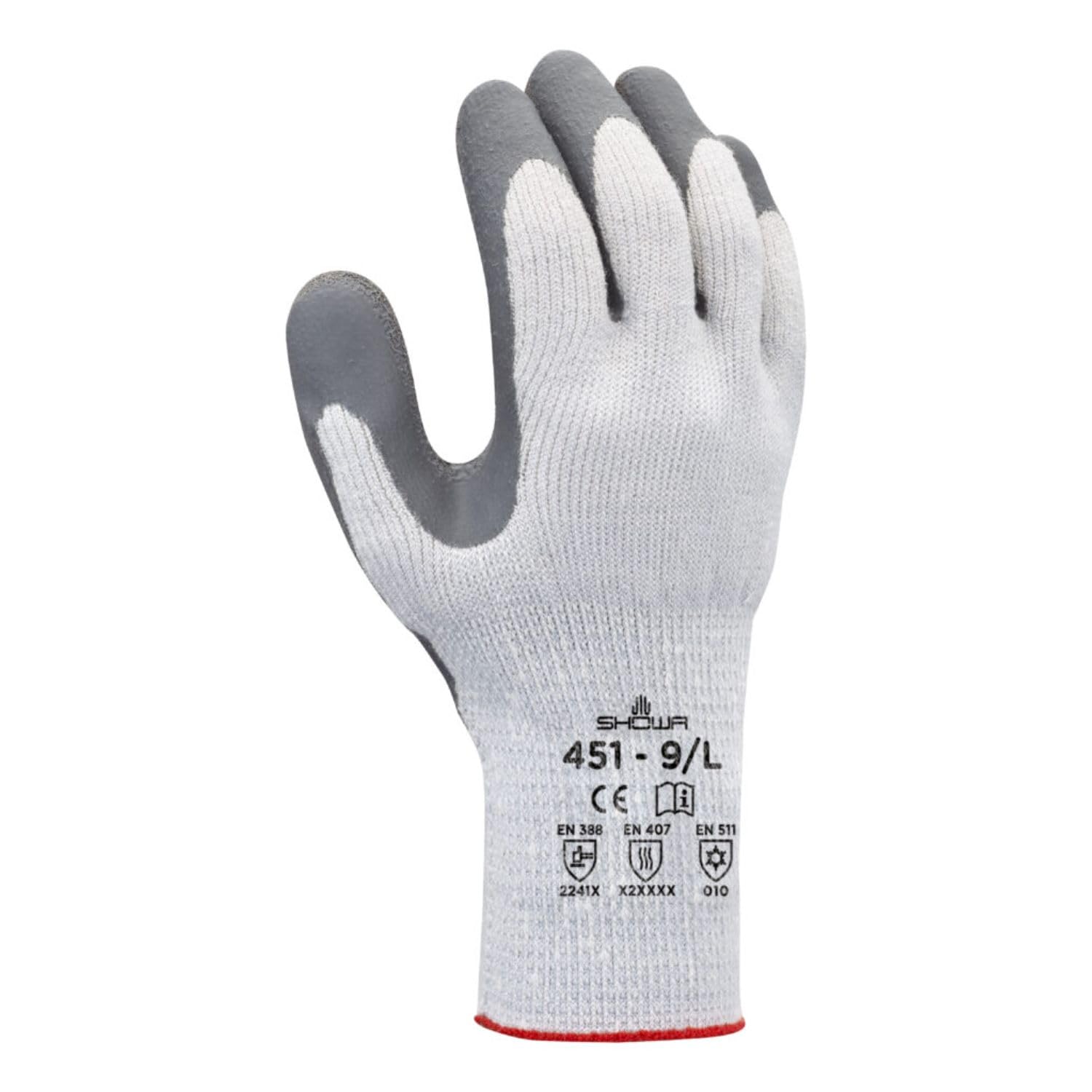 Atlas Showa - Therma-Fit 10-Gauge Insulated Seamless Liner Work Gloves with Natural Rubber Coating - Grey Large 12-Pair - 451