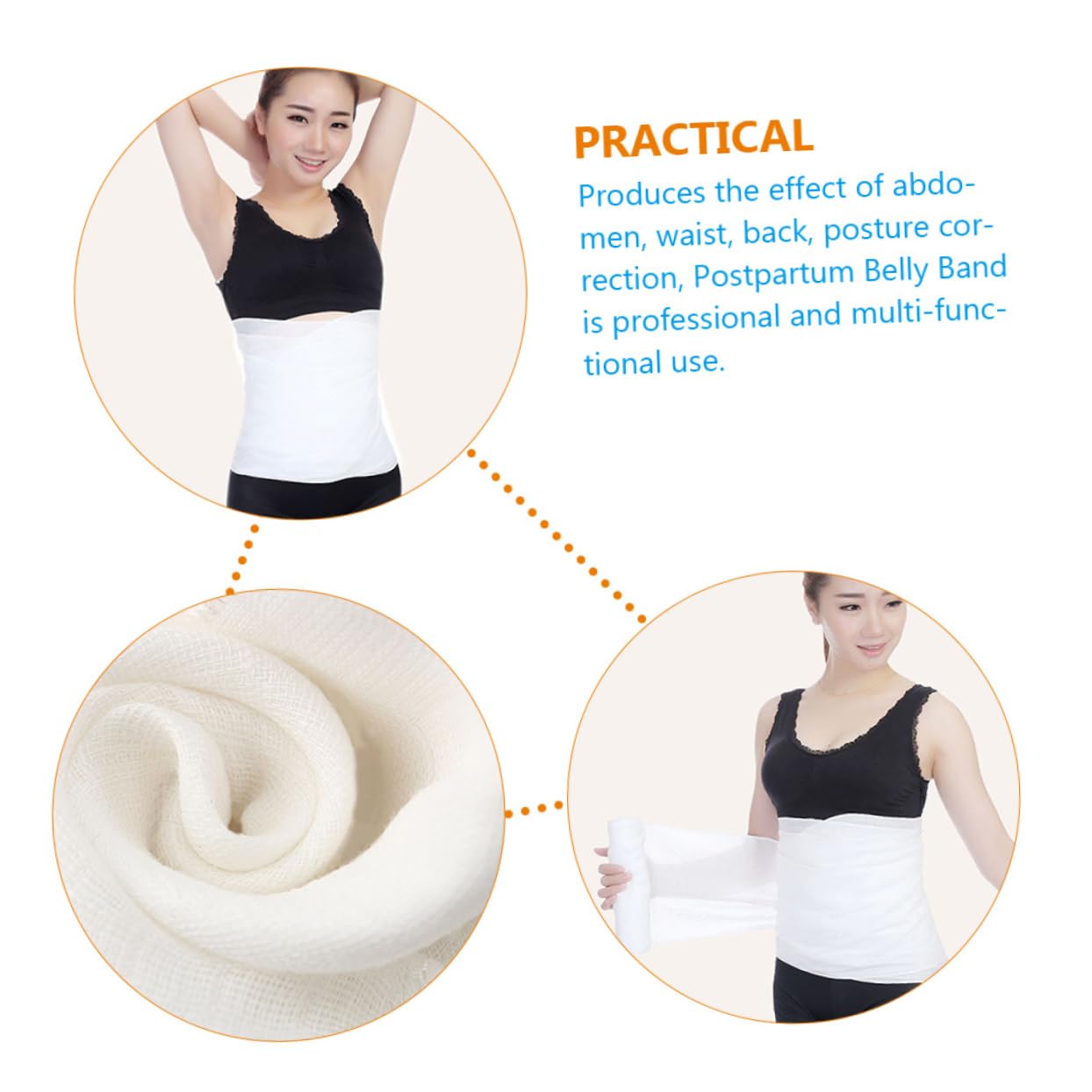 Zerodeko 2 Rolls of Double-Layered Postpartum Belly Band Gauze Wrap Breathable Tummy Wrap Belt for Abdominal Support and Recovery