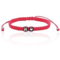 Vista 22 de Initial Bracelets for Women Teen Girls, Initial A-Z Heart Letter Charm Bracelets Handmade Adjustable Rope Bracelets for Mother's Day Graduation Black