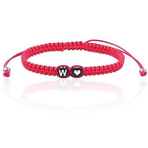 Miniatura 22 de Initial Bracelets for Women Teen Girls, Initial A-Z Heart Letter Charm Bracelets Handmade Adjustable Rope Bracelets for Mother's Day Graduation Black