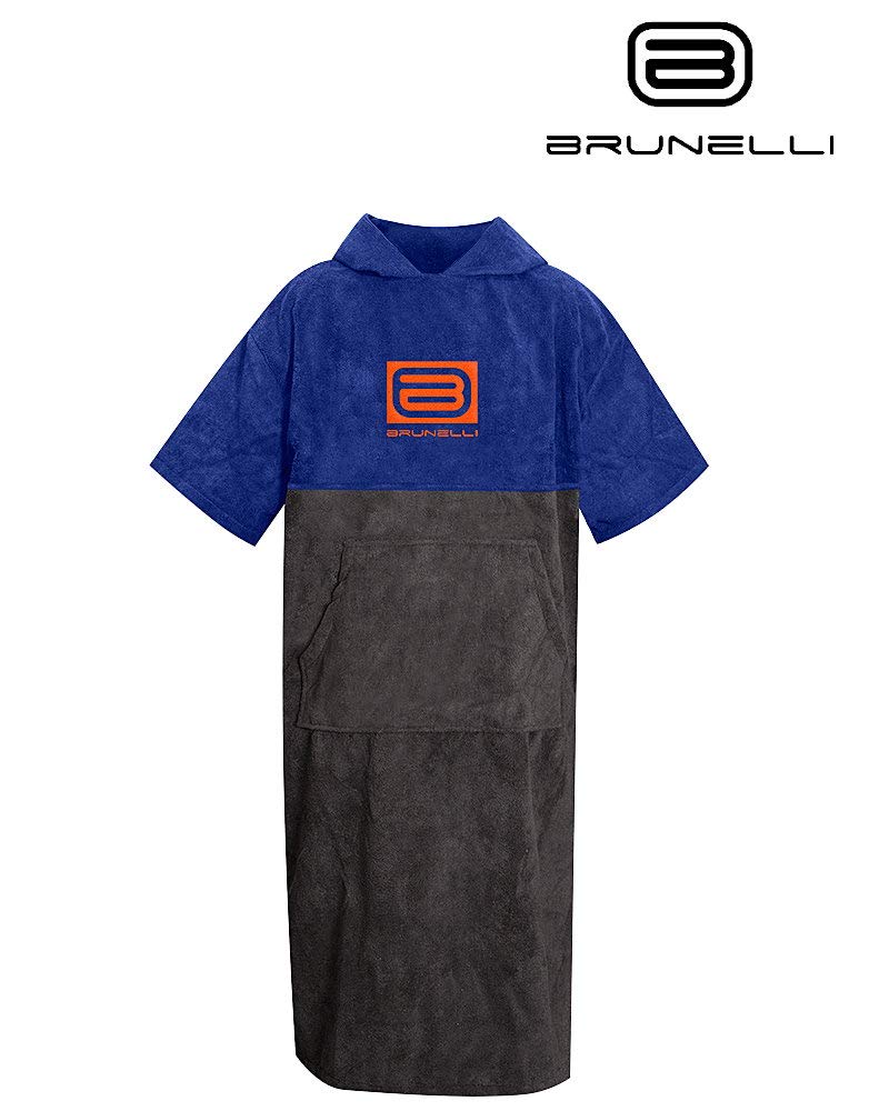 Brunelli Poncho Überzieher Bademantel Handtuch Schwimmen Kite Surfen 100% Baumwolle Grey-Blue