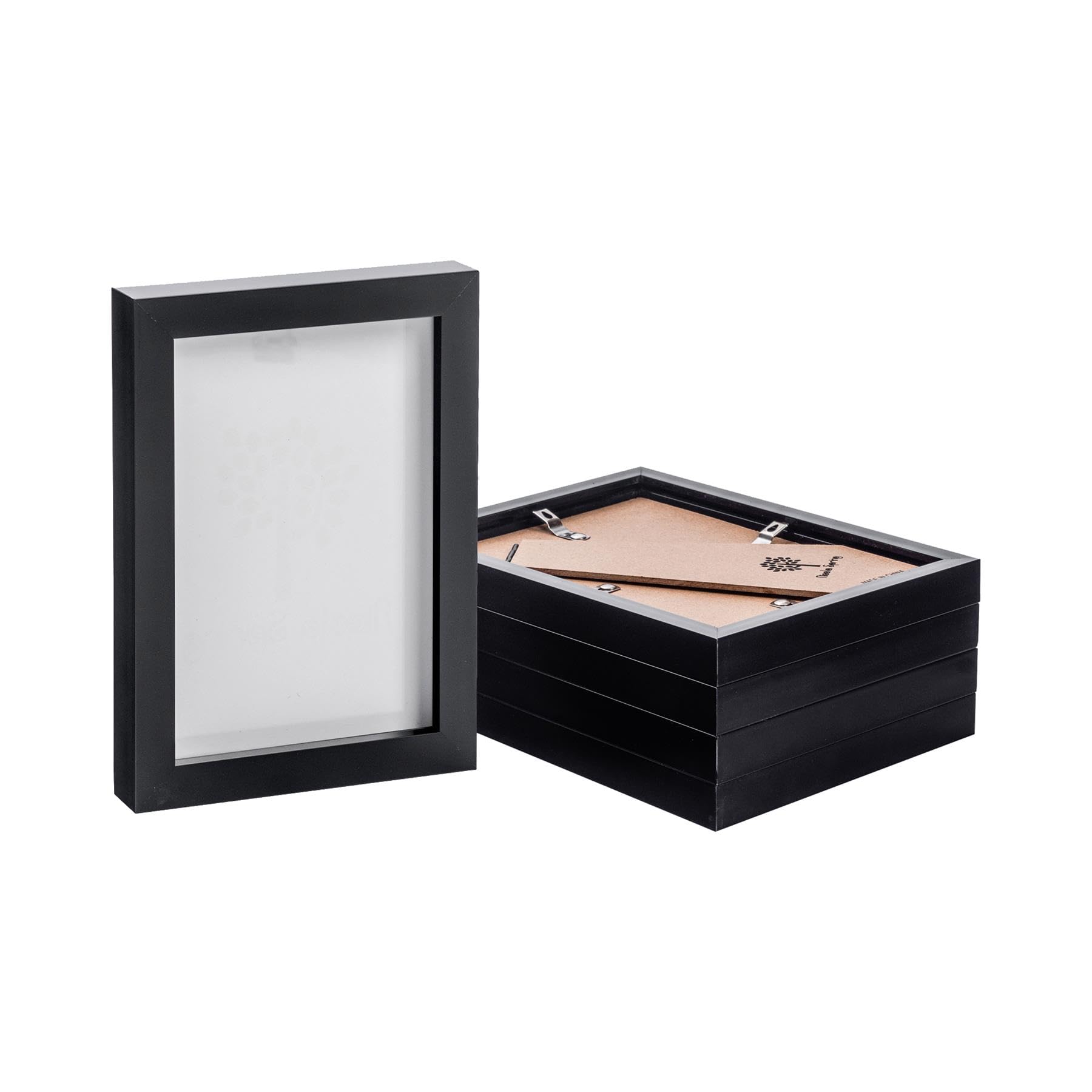 Nicola Spring Photo Frames - Fits Photo Size 5 x 7 (12 x 17cm) - Pack of 5 - Black Picture Frame Wall Mounted Small Portrait with Stand Freestanding Certificate Poster Display